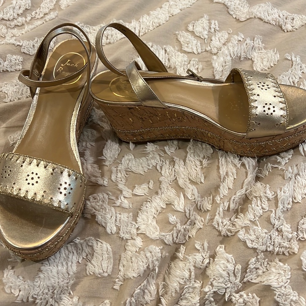 Almost brand new condition Jack Rogers gold wedges! Worn once! Women’s size 10!